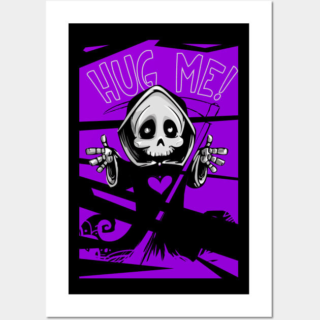 Grim Reaper Hug Me Heart - Halloween 2019 Wall Art by OfficialTeeDreams